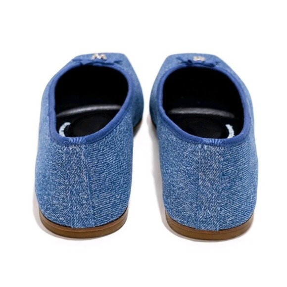 Alexander Wang Billie Flat Womens Size 9 Square Toe Ballet Shoes Indigo Denim - Picture 2 of 16